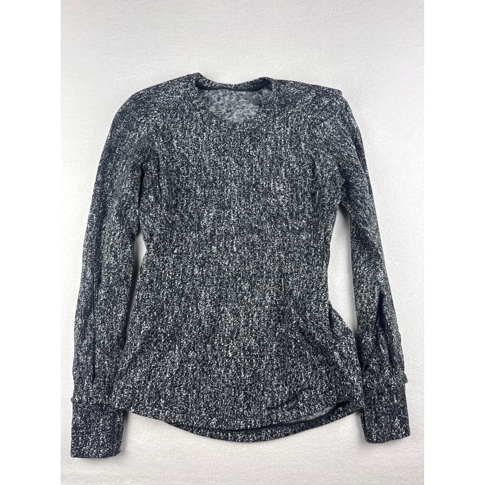 Lululemon Swiftly Tech Long Sleeve Static Glitch Black White Size 4 Thumbholes